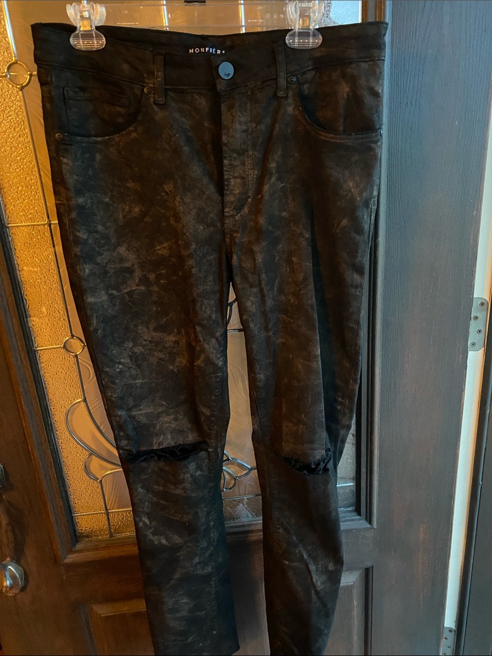#8  Monfrere Black Skinny Jeans with Subtle Acid-Wash and Knee Rips.  #8